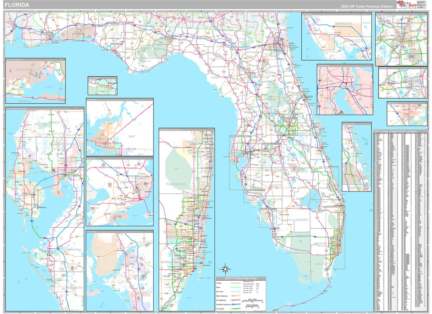 Hillsborough County, Florida - Zip Codes by Map Sherpa - The Map Shop