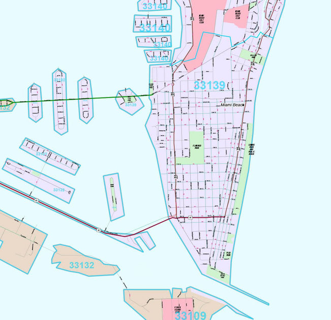 Premium Style Wall Map of Miami Beach, FL. by Market Maps