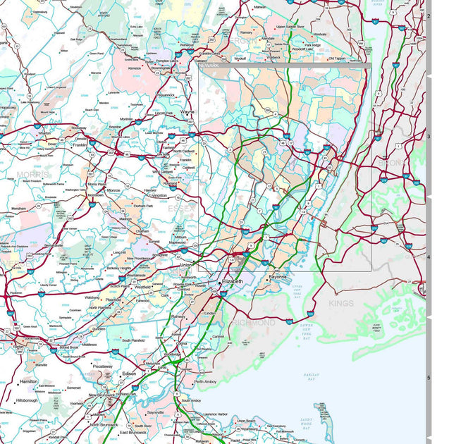 Monmouth County, NJ Wall Map Premium Style by MarketMAPS - MapSales