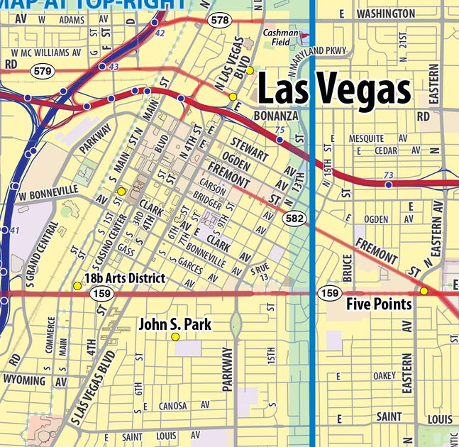 Large detailed Las Vegas downtown map, Las Vegas, Nevada state, USA, Maps of the USA