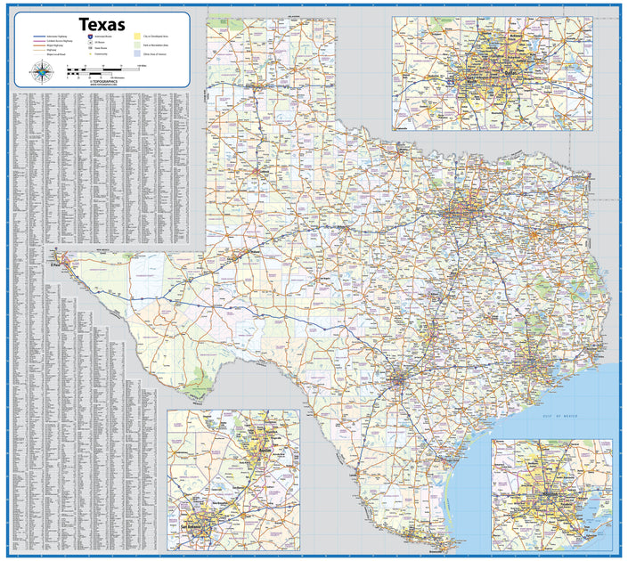 Texas Executive Wall Map By Topographics – American Map Store