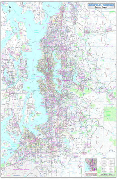 Seattle-Tacoma Regional Area Wall Map – American Map Store