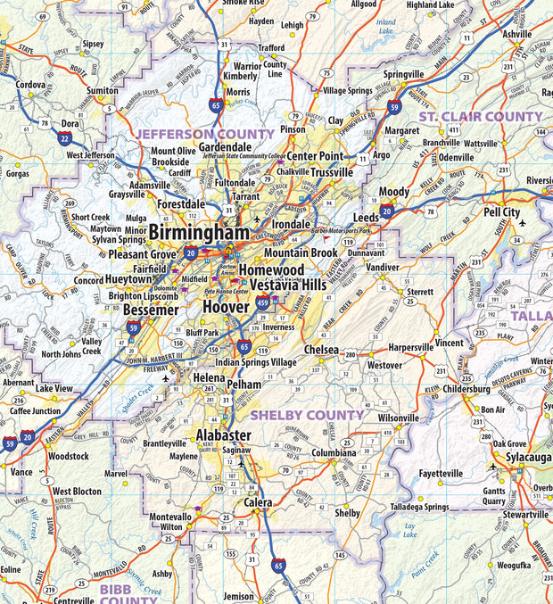 Alabama Wall Map by Topographics