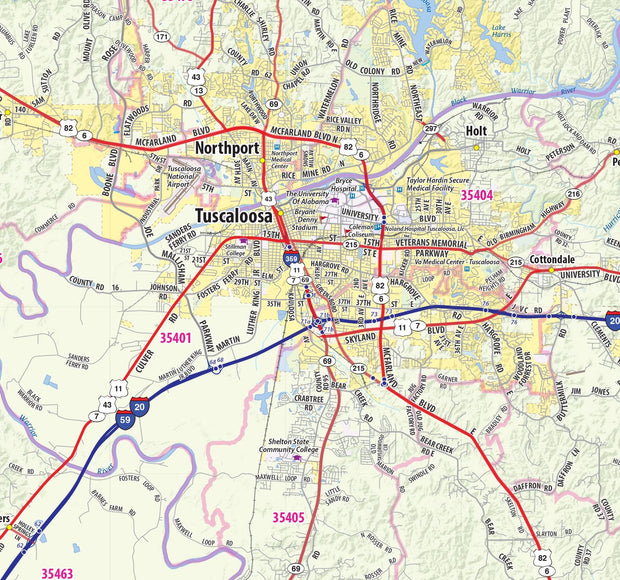 Birmingham Greater Metro Area Wall Map