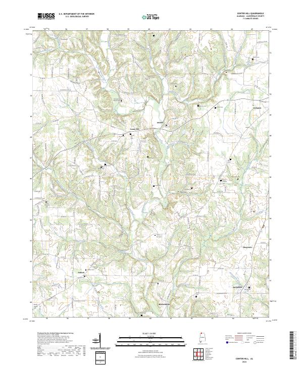 US Topo 7.5-minute map for Center Hill AL