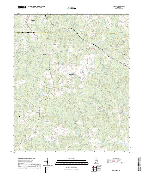 US Topo 7.5-minute map for Five Points AL