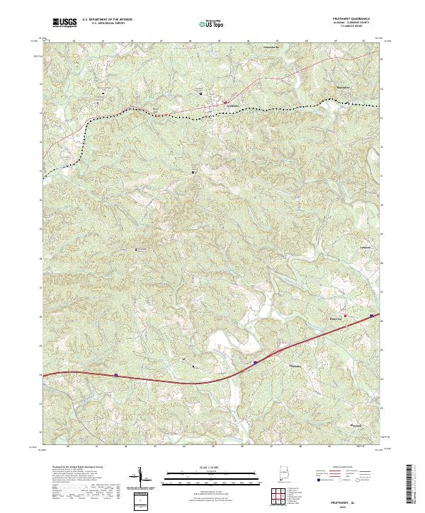 US Topo 7.5-minute map for Fruithurst AL