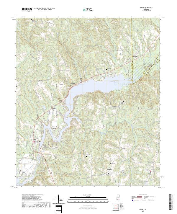 US Topo 7.5-minute map for Gantt AL