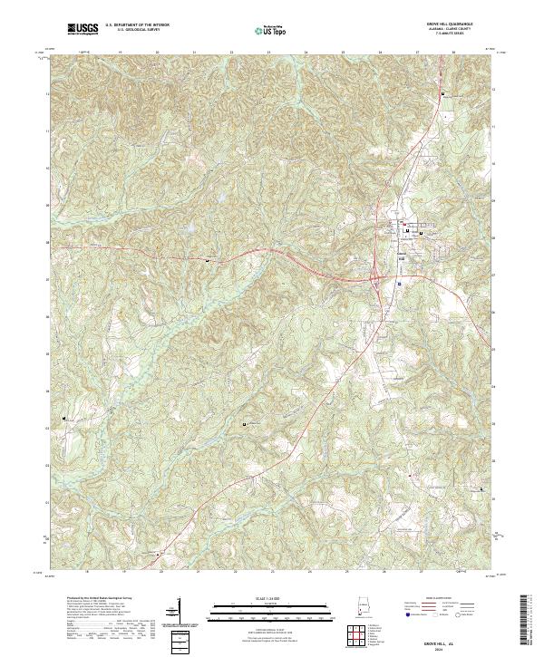 US Topo 7.5-minute map for Grove Hill AL