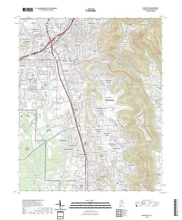 US Topo 7.5-minute map for Huntsville AL