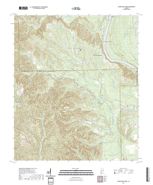 US Topo 7.5-minute map for Lower Peach Tree AL