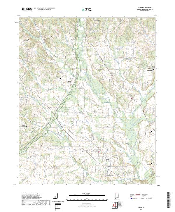 US Topo 7.5-minute map for Threet AL