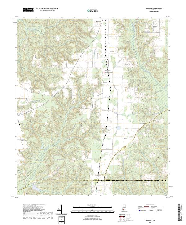 US Topo 7.5-minute map for Uriah East AL