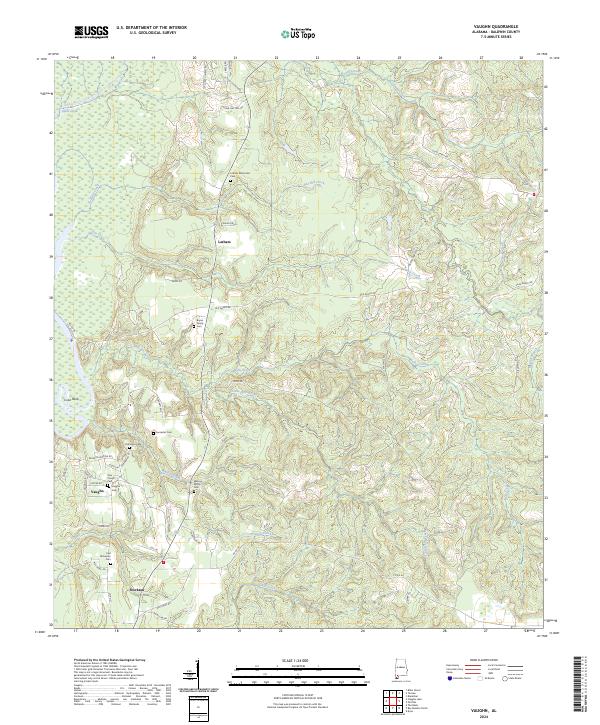 US Topo 7.5-minute map for Vaughn AL