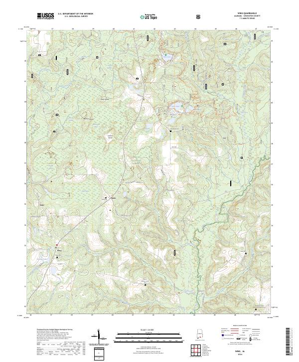 US Topo 7.5-minute map for Wing AL