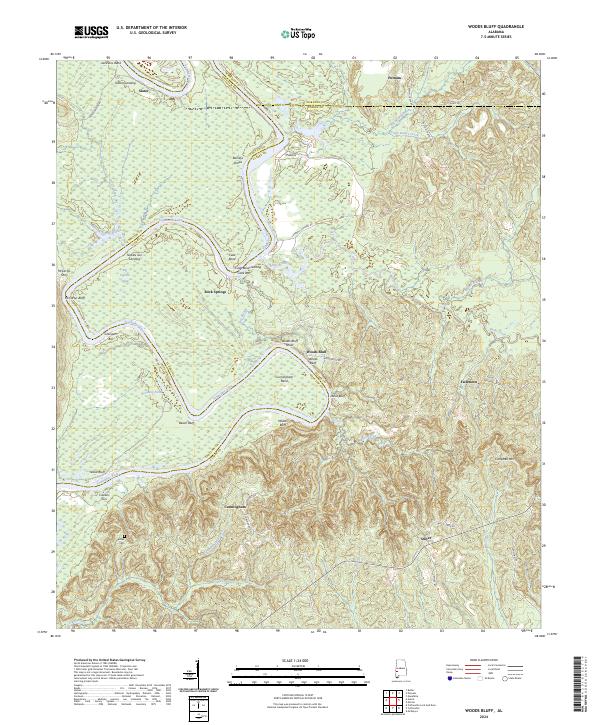 US Topo 7.5-minute map for Woods Bluff AL