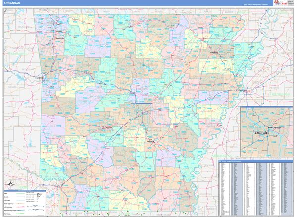 Color Cast Style Arkansas Wall Map by Market Maps