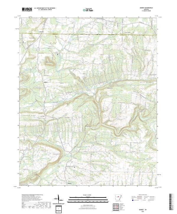 US Topo 7.5-minute map for Barney AR