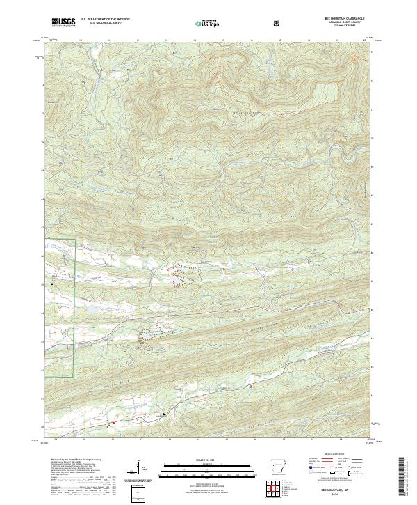 US Topo 7.5-minute map for Bee Mountain AR