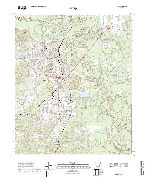 US Topo 7.5-minute map for Camden AR