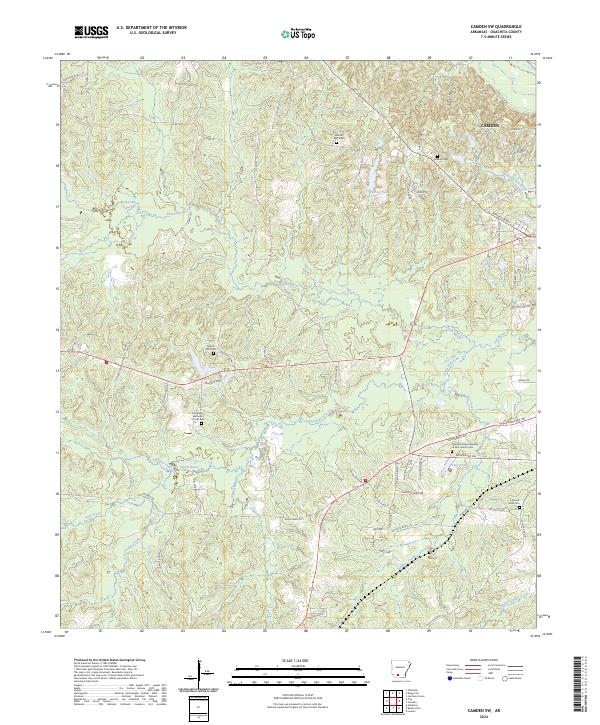 US Topo 7.5-minute map for Camden SW AR