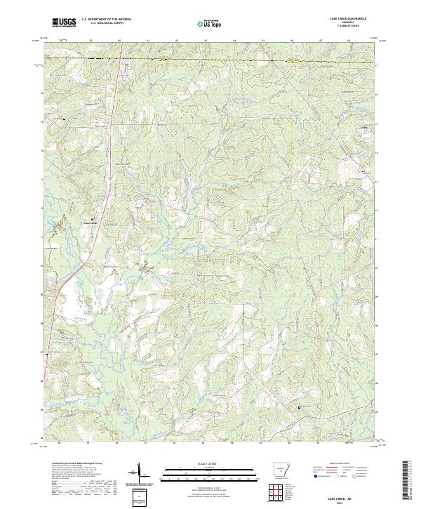 US Topo 7.5-minute map for Cane Creek AR