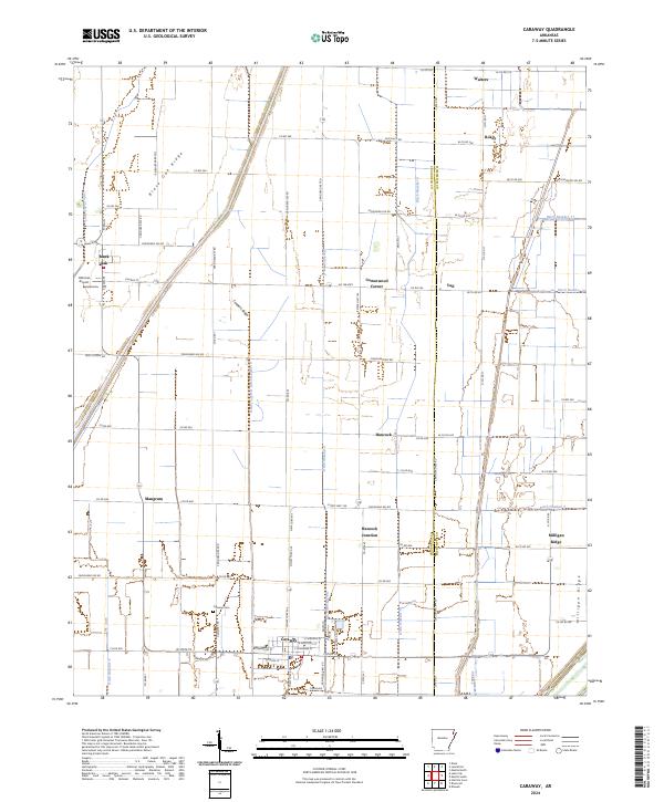 US Topo 7.5-minute map for Caraway AR