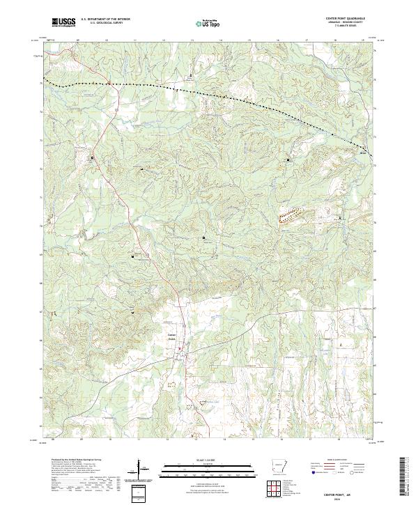 US Topo 7.5-minute map for Center Point AR