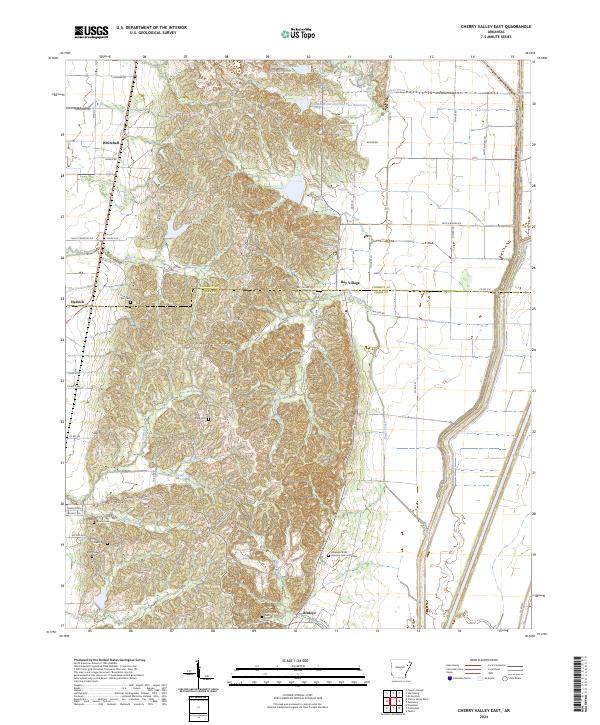 US Topo 7.5-minute map for Cherry Valley East AR