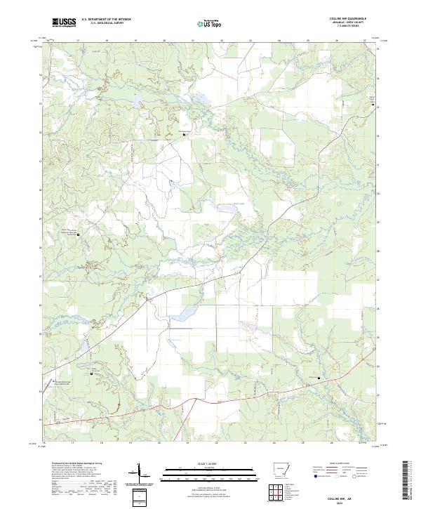 US Topo 7.5-minute map for Collins NW AR