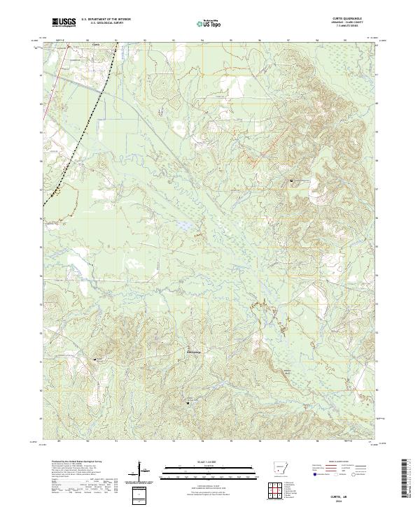 US Topo 7.5-minute map for Curtis AR