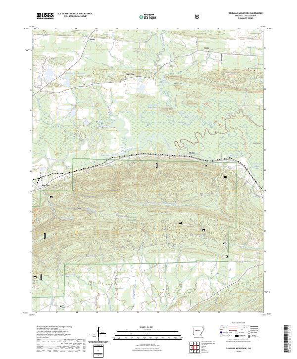 US Topo 7.5-minute map for Danville Mountain AR