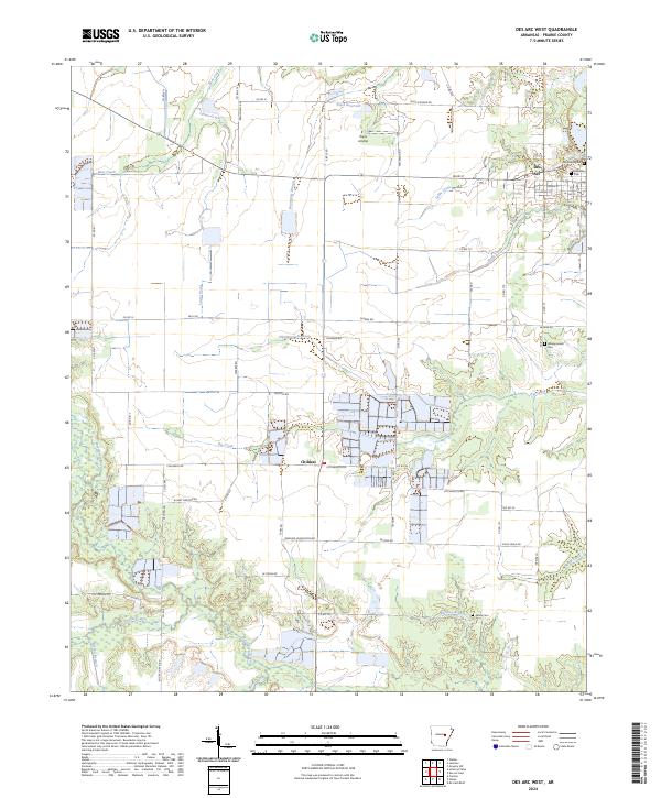 US Topo 7.5-minute map for Des Arc West AR