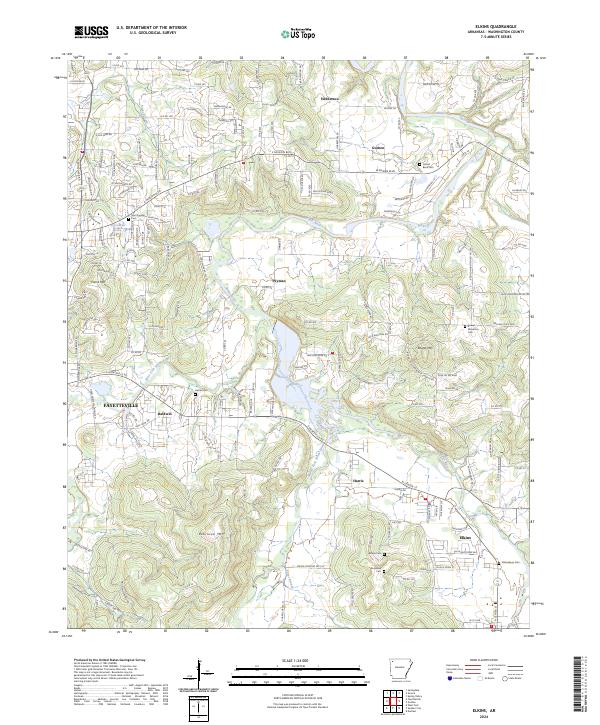 US Topo 7.5-minute map for Elkins AR