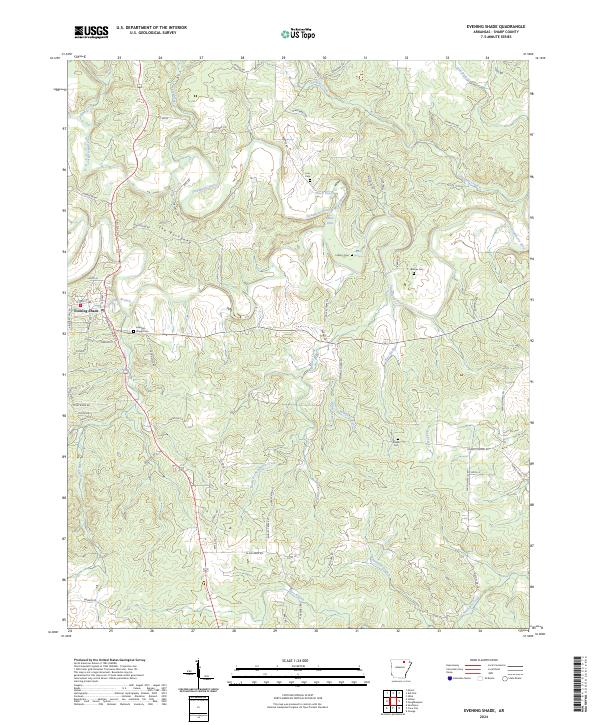 US Topo 7.5-minute map for Evening Shade AR