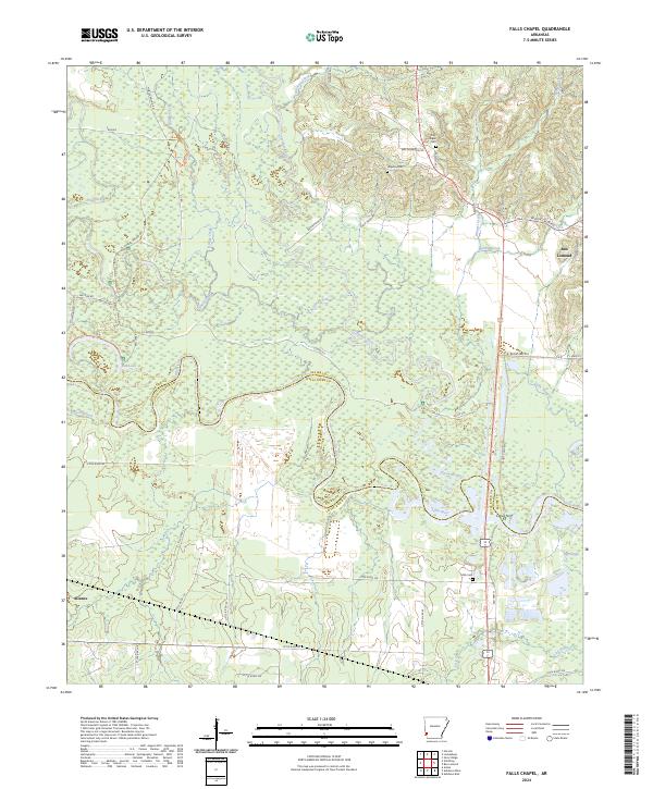 US Topo 7.5-minute map for Falls Chapel AR