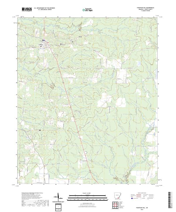 US Topo 7.5-minute map for Fountain Hill AR