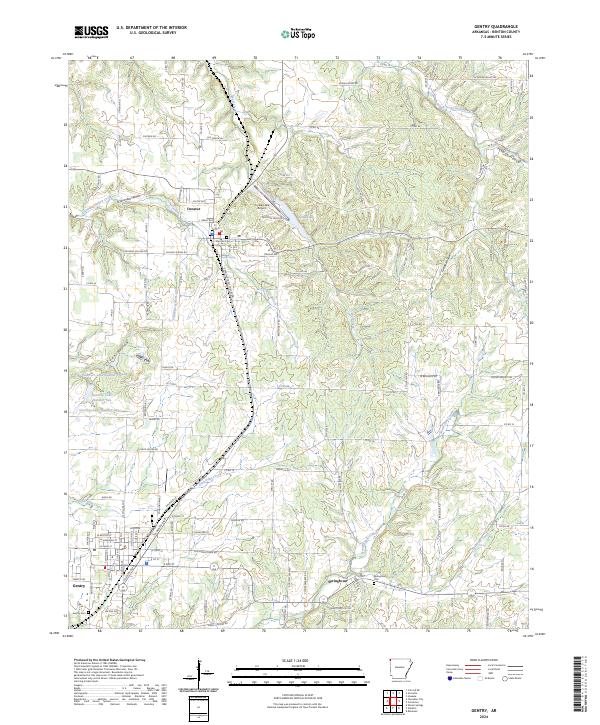 US Topo 7.5-minute map for Gentry AR