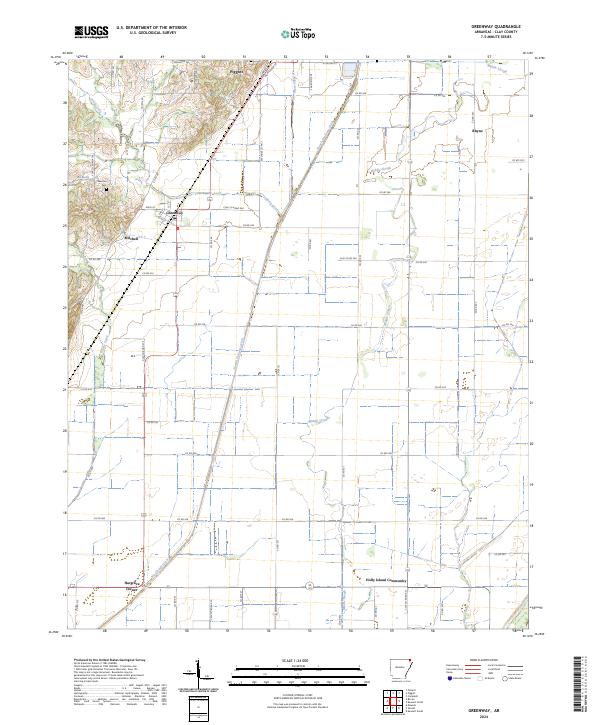 US Topo 7.5-minute map for Greenway AR