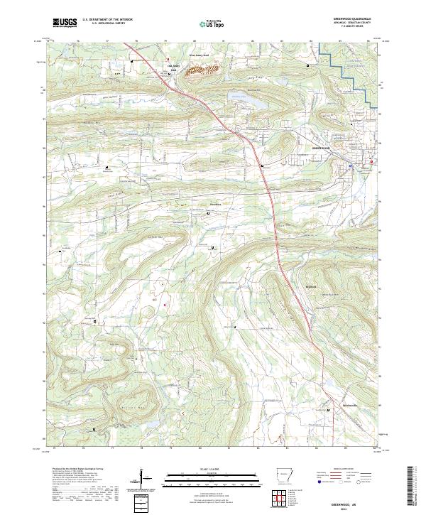 US Topo 7.5-minute map for Greenwood AR