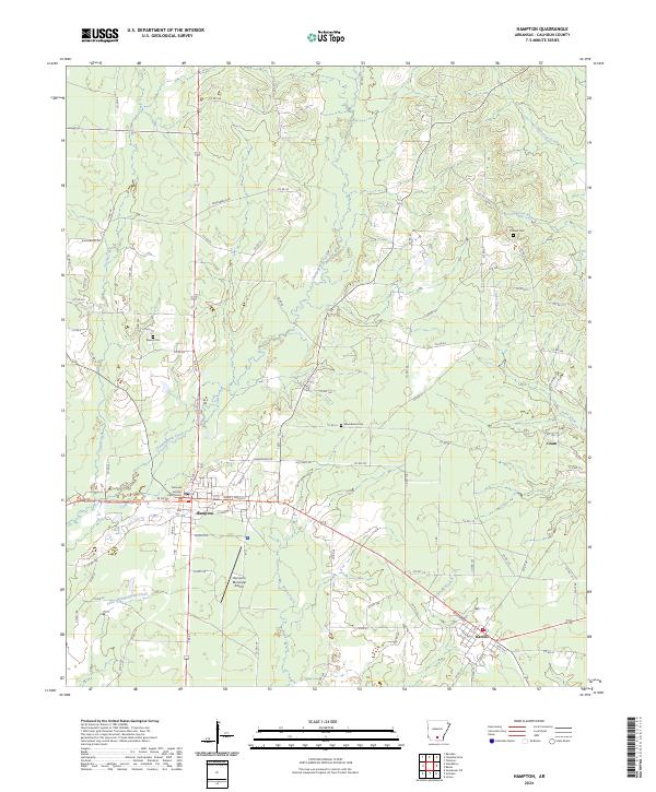 US Topo 7.5-minute map for Hampton AR