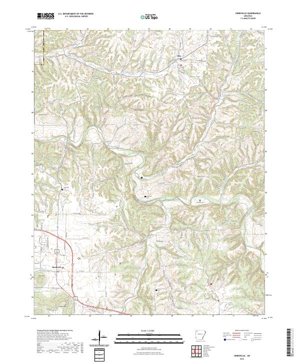 US Topo 7.5-minute map for Hindsville AR