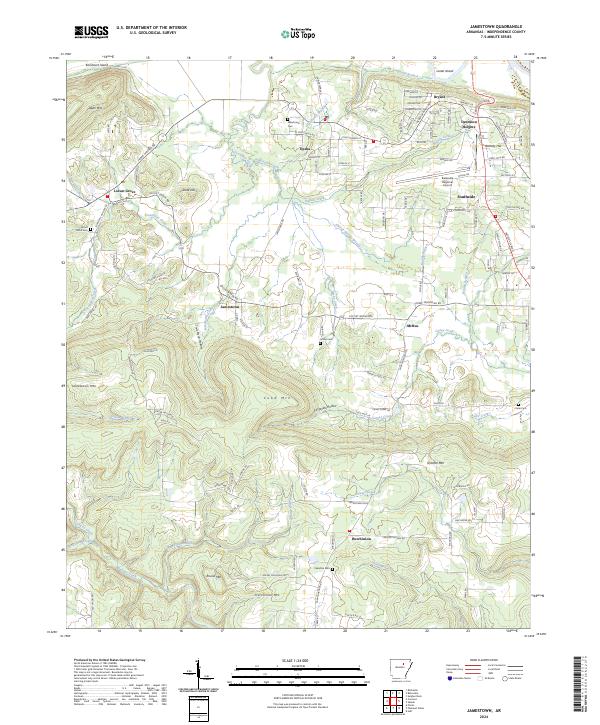 US Topo 7.5-minute map for Jamestown AR