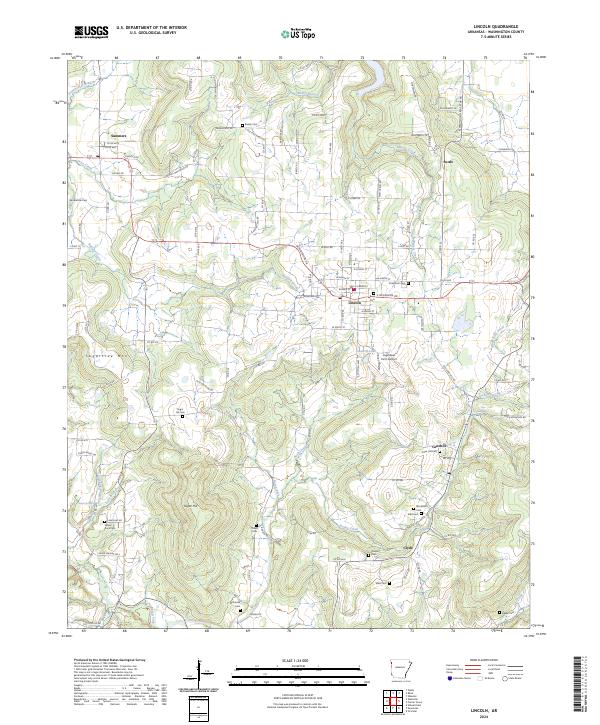 US Topo 7.5-minute map for Lincoln AR