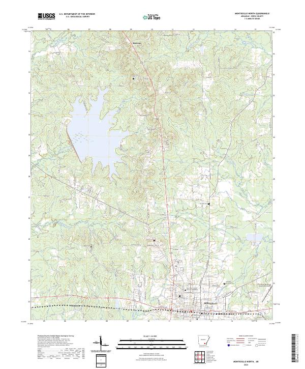 US Topo 7.5-minute map for Monticello North AR