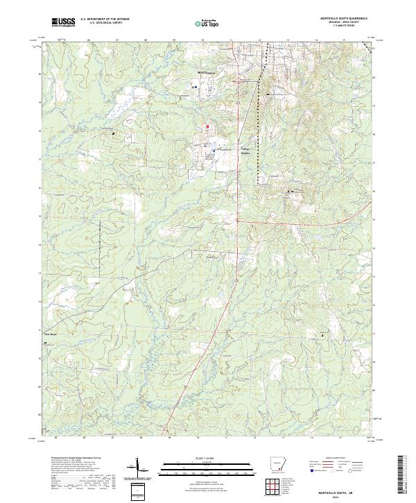 US Topo 7.5-minute map for Monticello South AR