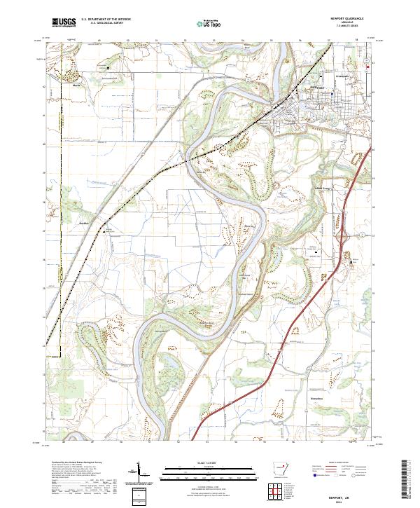 US Topo 7.5-minute map for Newport AR