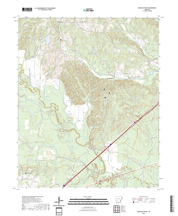 US Topo 7.5-minute map for Okolona South AR