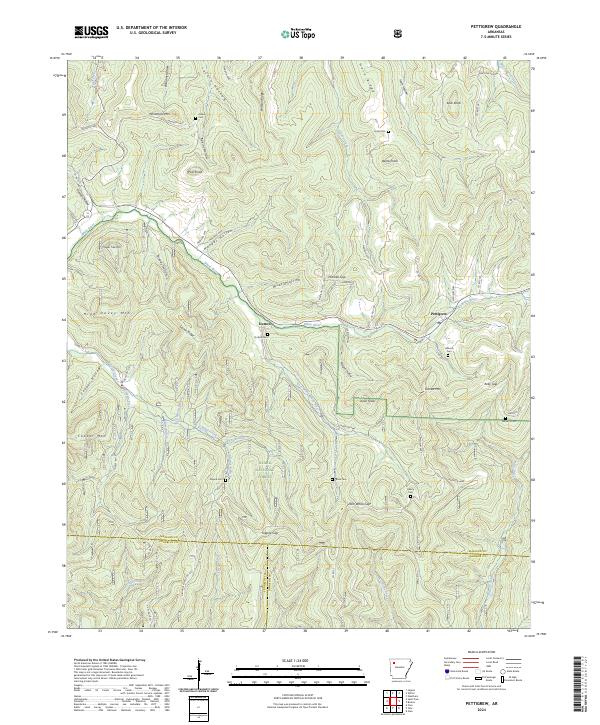 US Topo 7.5-minute map for Pettigrew AR