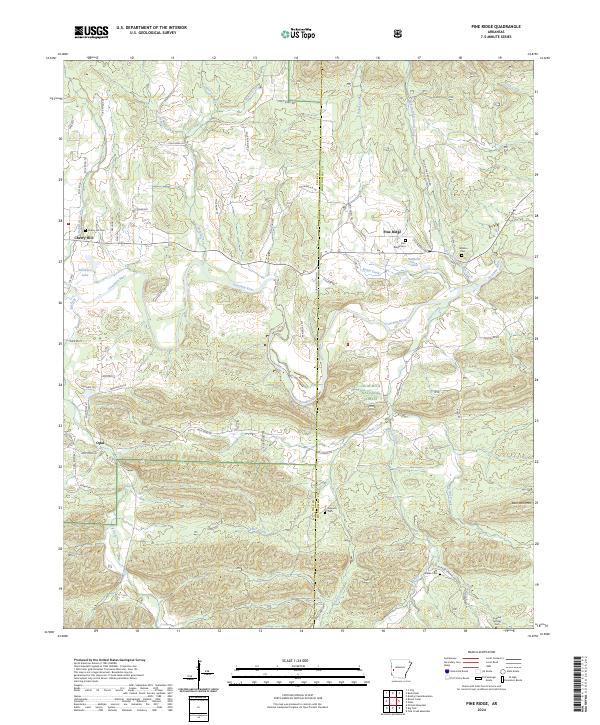 US Topo 7.5-minute map for Pine Ridge AR